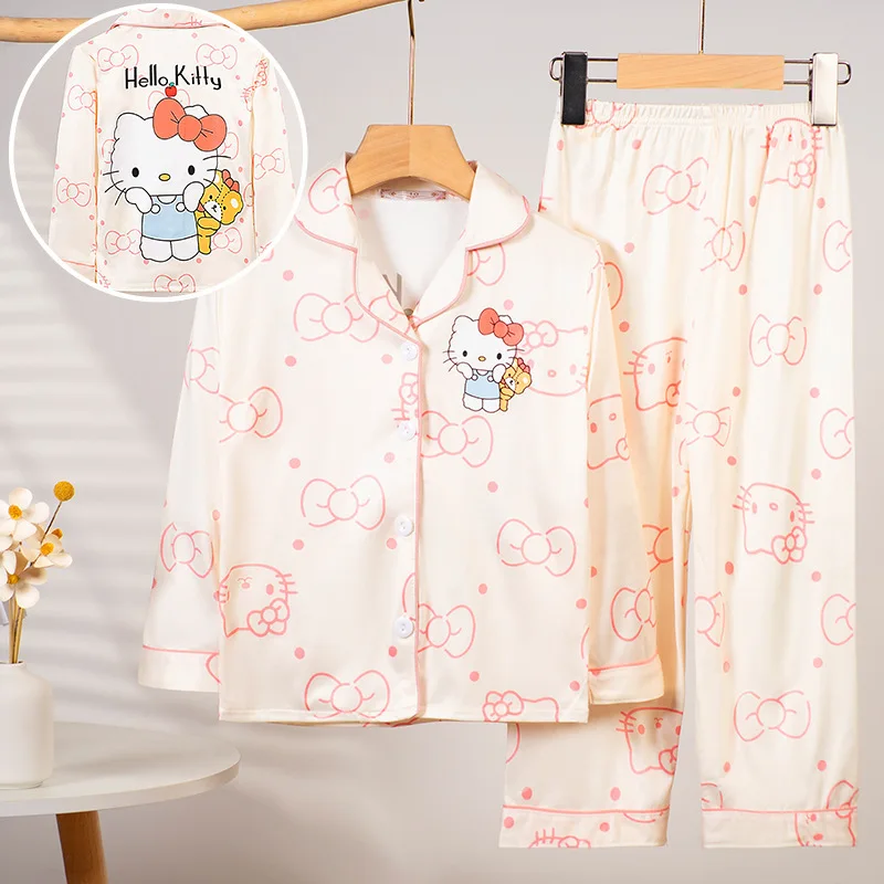 

Cinnamoroll Children's cardigan pajamas Kuromi home service suit autumn long-sleeved Hello Kitty air-conditioned clothing