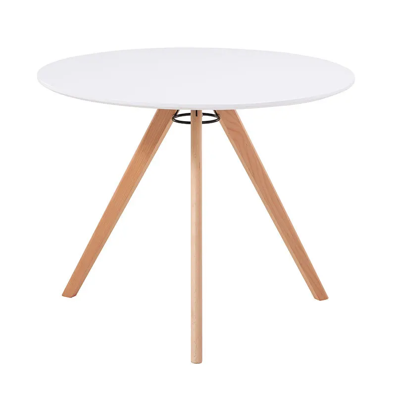 Nordic small apartment restaurant stylish modern simple creative coffee solid wood legs round dining table household meeting tab