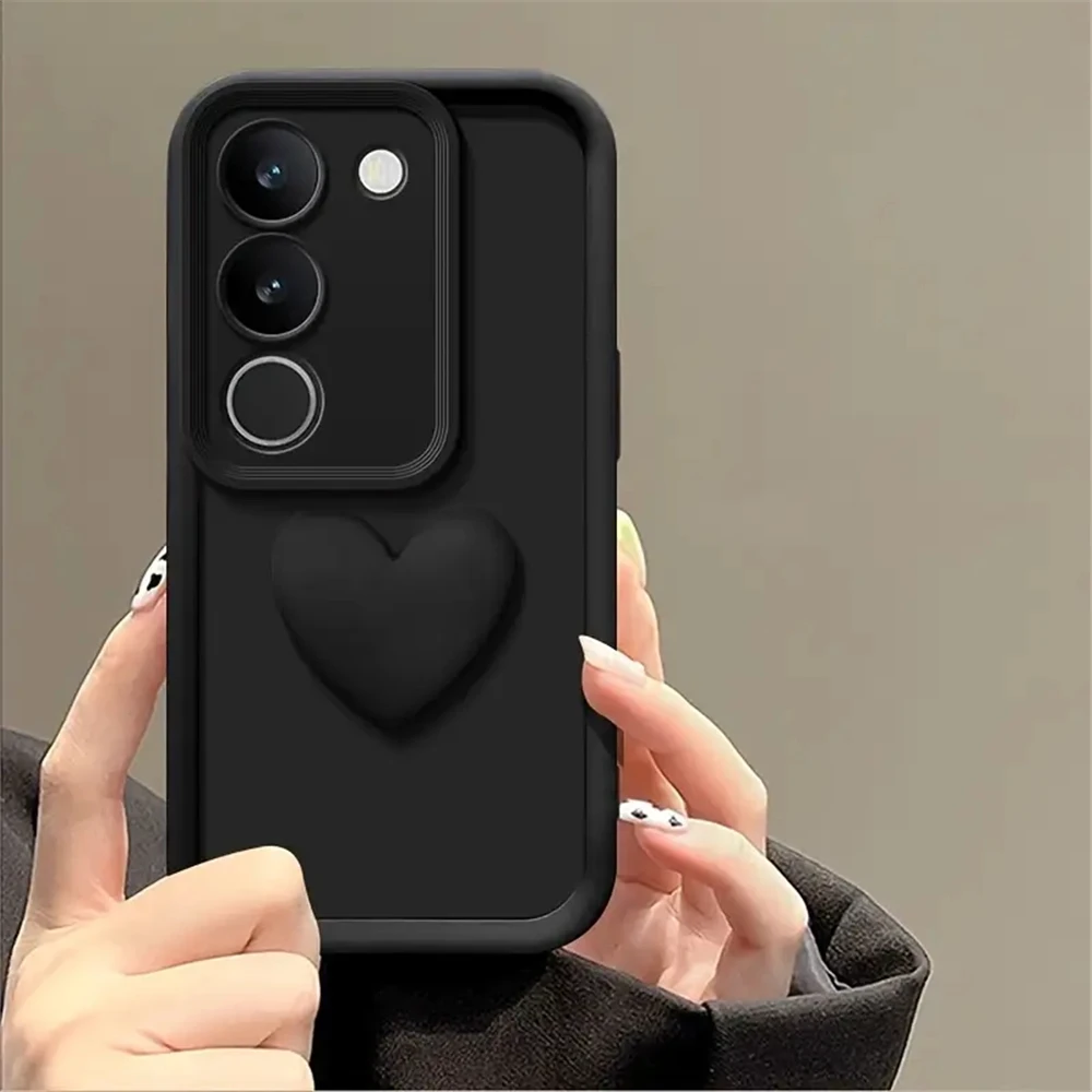 3D Love Heart Matte Soft Silicone Case For Samsung Galaxy S25 S24 S23 S22 Ultra S21 Plus S20 FE Bumper Shockproof Phone Cover