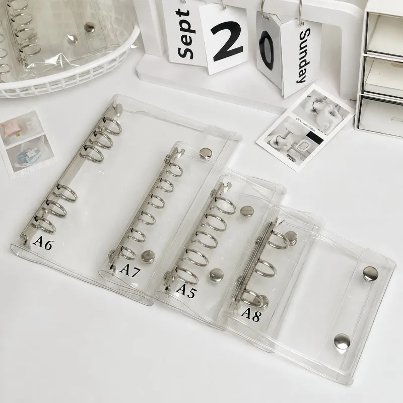 High Clarity PVC Refillable Notebook Cover M5 A6 A7 A8 Loose Leaf Planner Shell Photocard Storage Sticker Album Transparent