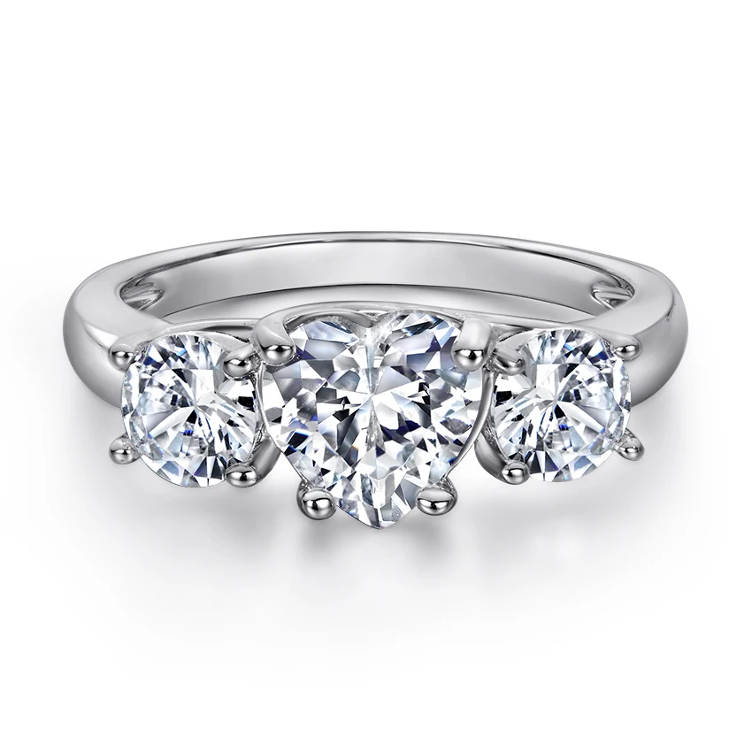 

Wholesale Luxury 925 Silver Jewelry Eternity Rings for Women Three Stone Wedding Band Engagement Ring