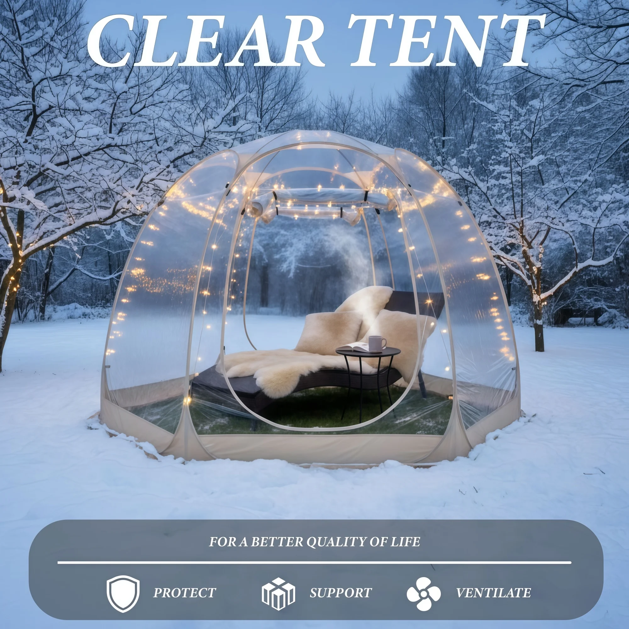 Large Quick-Set Bubble Tent Portable Outdoor Igloo Extreme Cold Resistant Winter Shelter for Camping And Backyard Use image 5