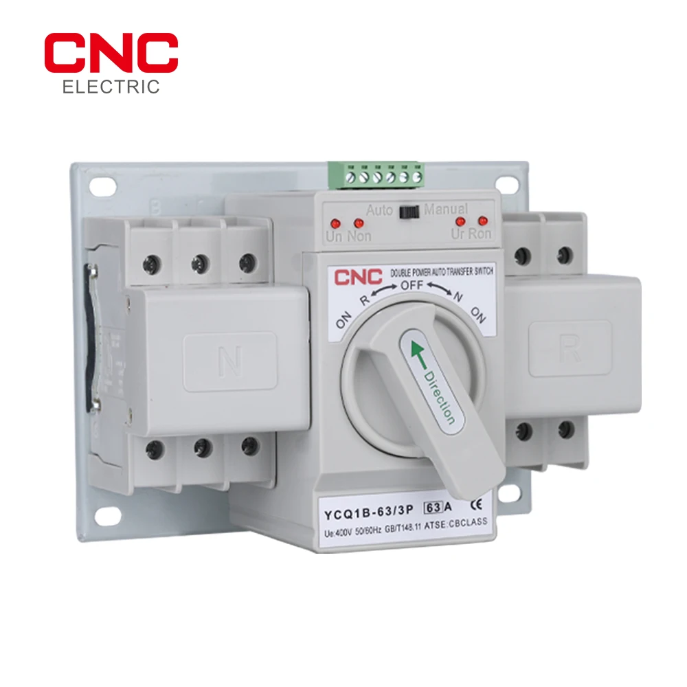 CNC 50/60Hz Dual Power Automatic Transfer Switch MCB AC230V 3P 63A Auto/Manual Switching Circuit Breakers