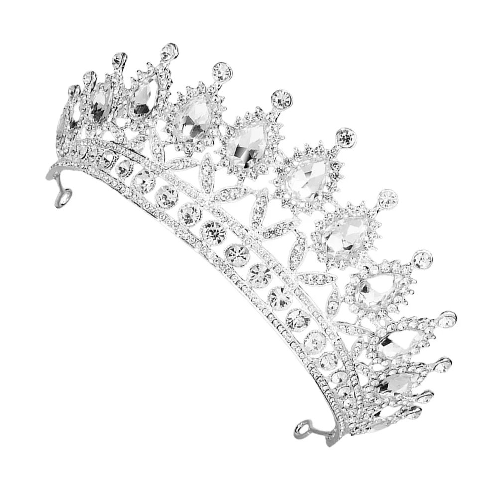 

Wedding Tiara Crystal Crown Baroque Bridal Headpiece with Teardrop Rhinestones Elegant Hair Accessory for Bride Birthday Prom