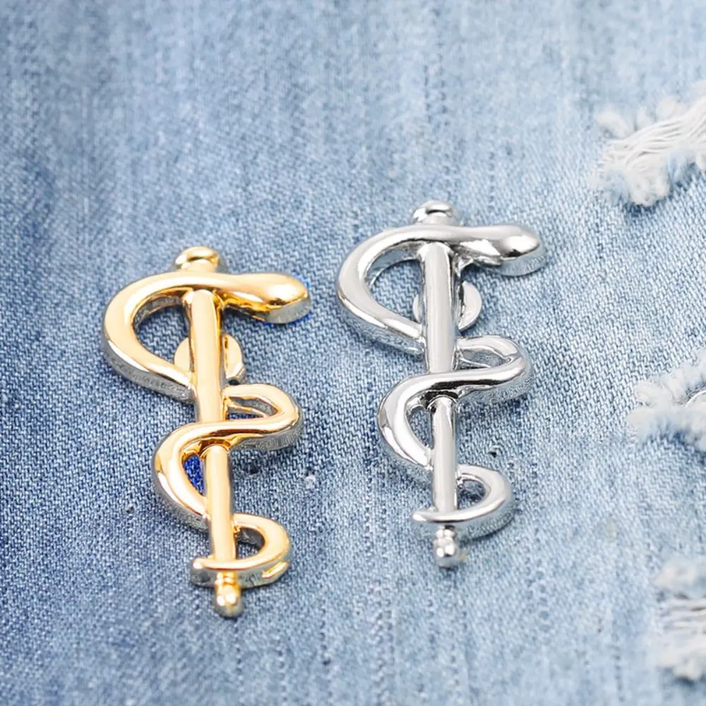 

Cartoon Black/Gold/Silver Magic Snake Stick Brooch Toroidal Line Alloy Lapel Party