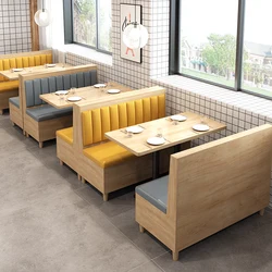 New Design Restaurant Furniture Sets Chair Tables Restaurant Booths Variety of Colors Restaurant Wood Modern Panel PU Leather