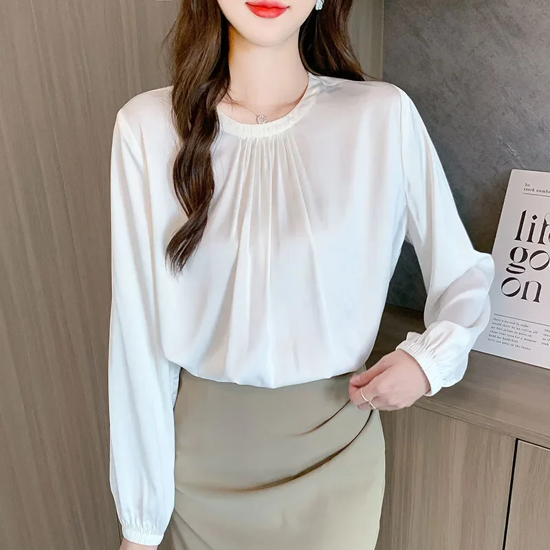 

Fashion Spring Long Sleeve O-Neck Women Blouse White Blouse Shirt Women Tops Blouses Shirts Blusas Para Mujer Camisas Blusa N281