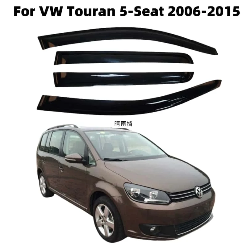 For VW Touran 5-Seat 2006-2015 Car Accessories Window Visors Rain Sun Guard Vent Wind Deflector Weathershield Slim Moulding Trim