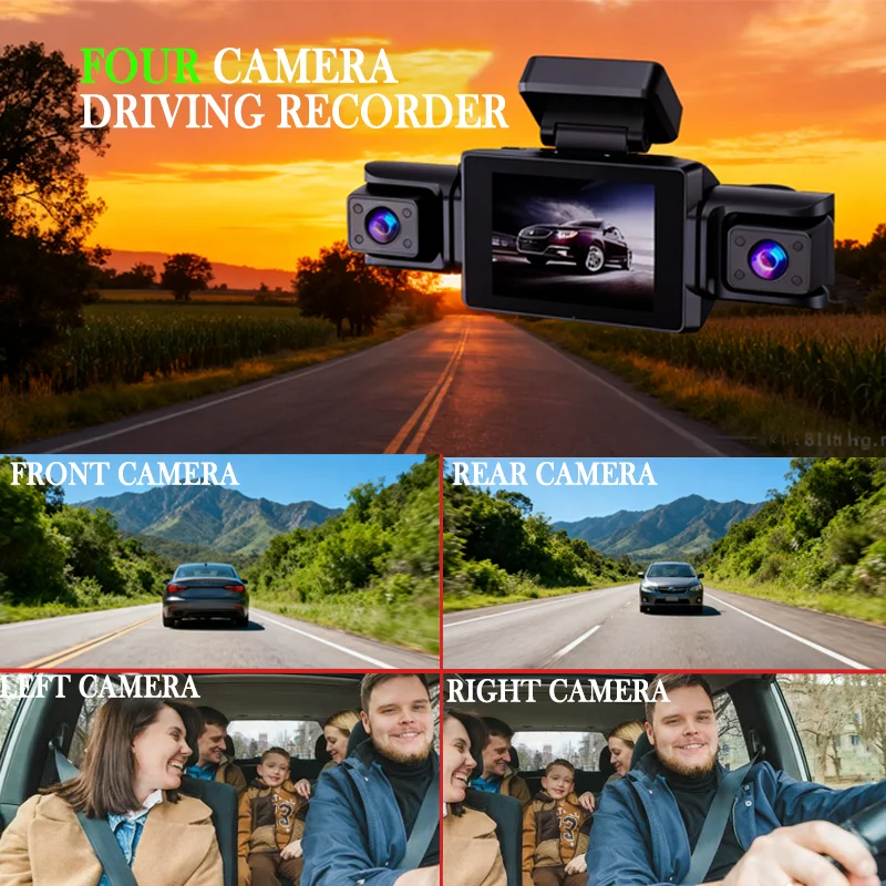 1080P Car DVR Front inside Rear View Night Vision Black Box Car Accessories 360° 4 lens Car Dash Cam WIFI APP Video Recorder