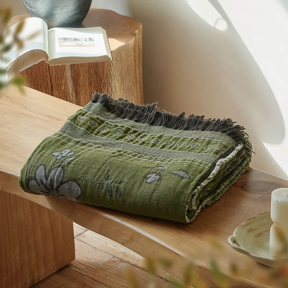 Cotton Blanket Yarn-Dyed Jacquard Tassel Throw Blanket Decoration Sofa Bedend t Air Office Nap Cover Blanket 140*190cm