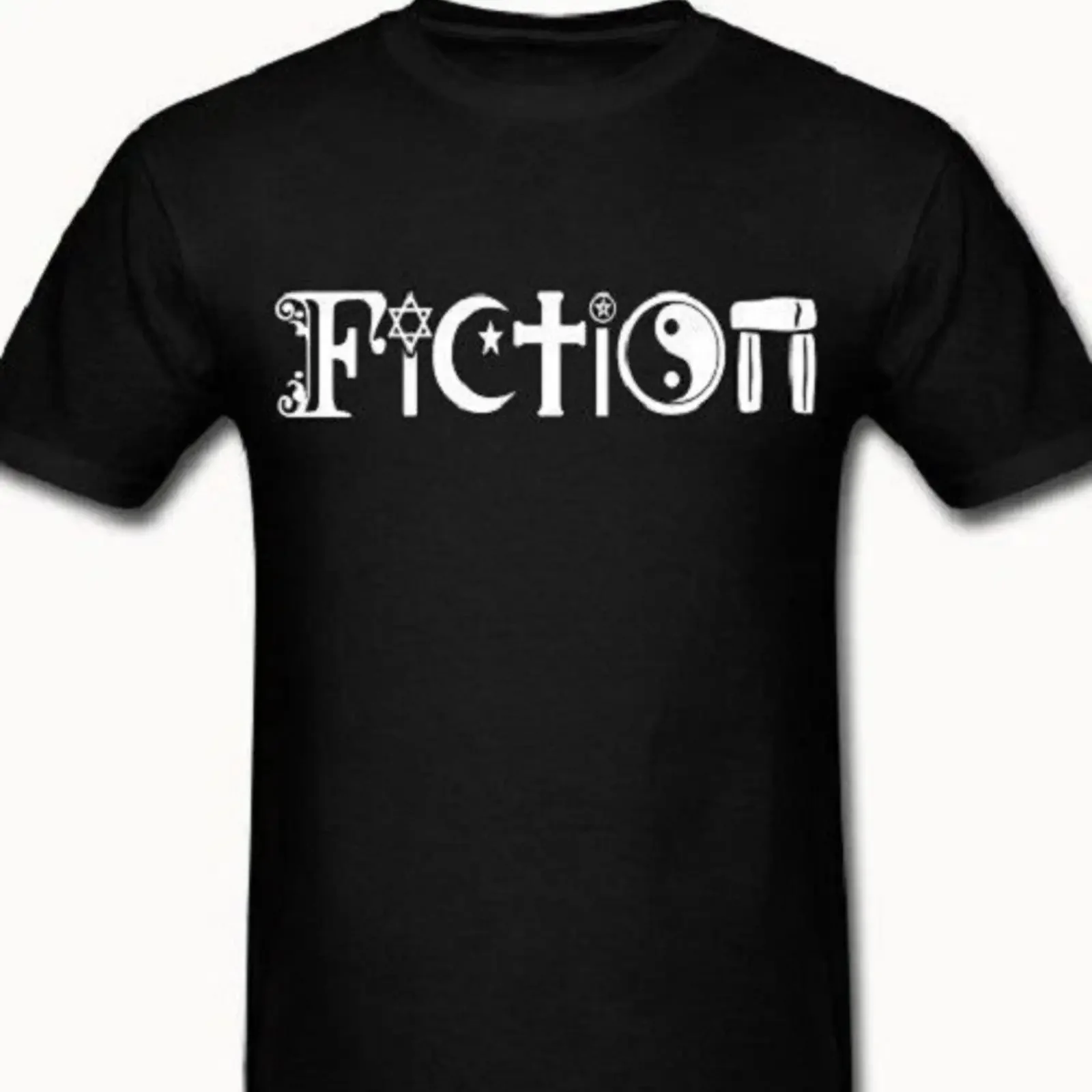 T-shirt FICTION Atheist anti-religion science évolution vintage pour homme, confortable, décontracté, polyvalent, respirant, avec motif graphique