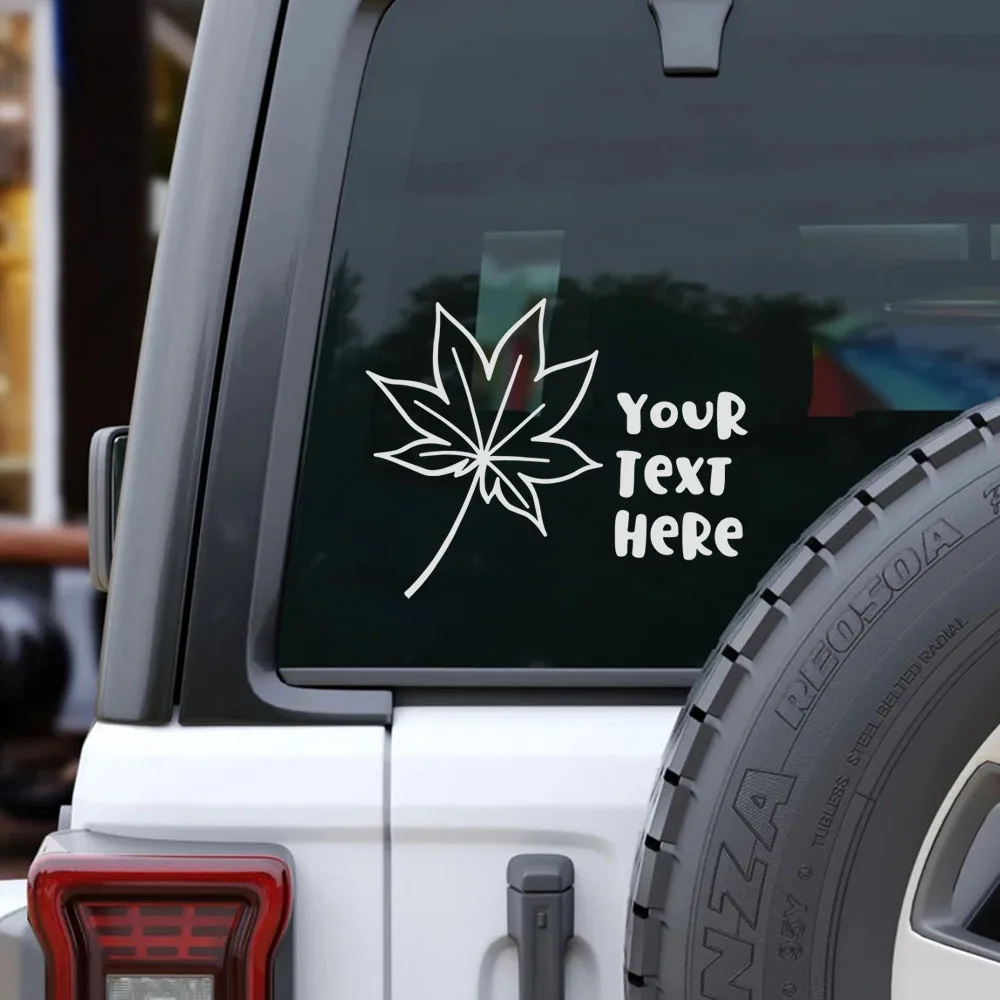 1pc Creative Maple leaf Custom Text Car Stickers Stickers Car Vinyl Sticker Auto Laptop Car Door And Stickers Hood view 5