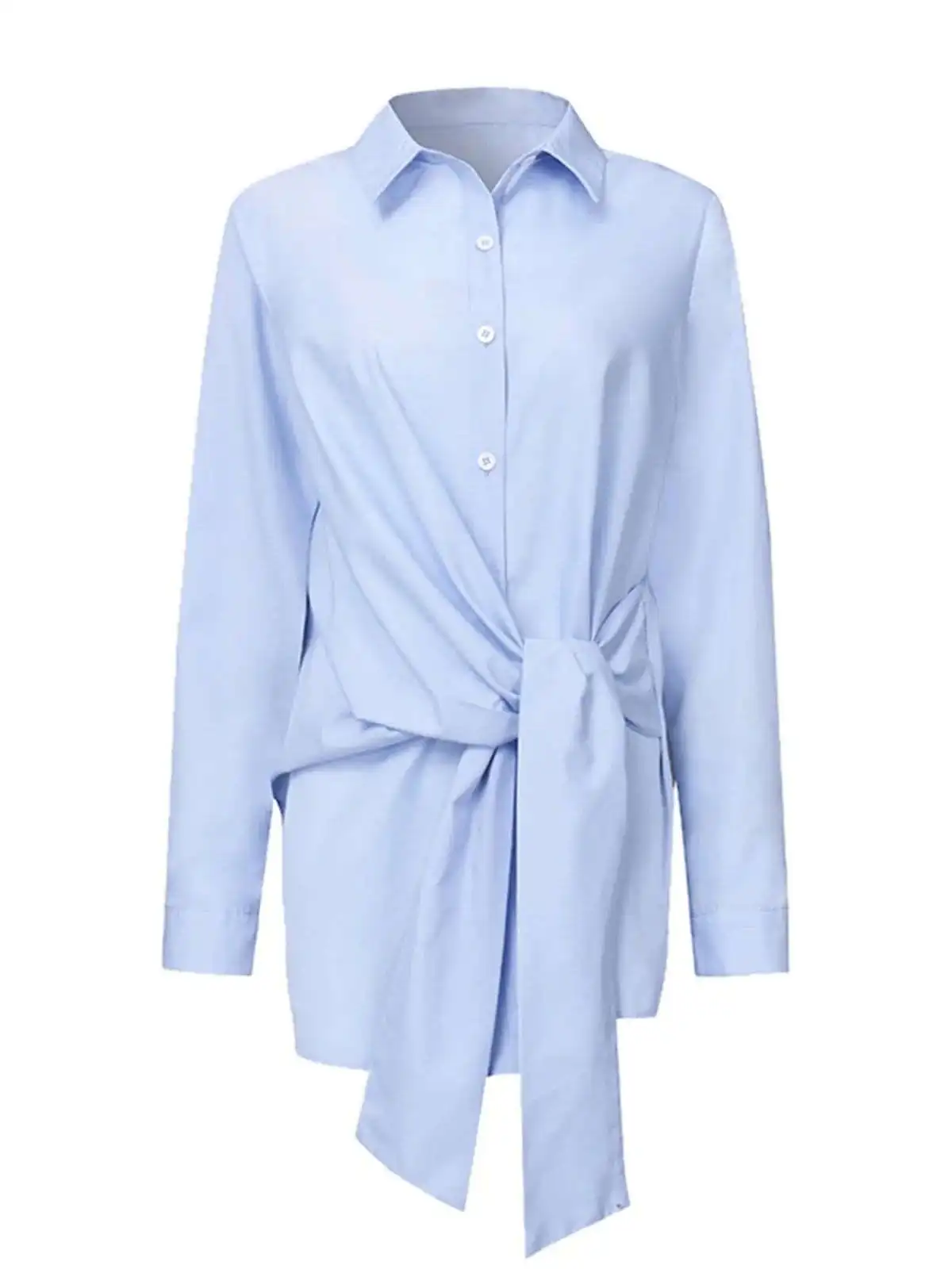 Loose Women's Long Sve irt Street Sle Polyester Material Regular Sve Flip Collar Pure Color Chinese Production