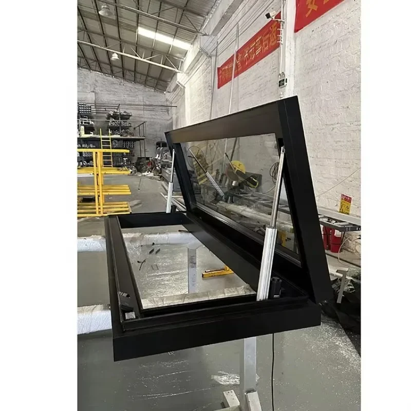 Electric Awing Glass Roof Acrylic Industrial Skylight customized