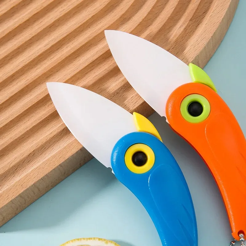 1Pcs Ceramic Fruit Cutlery Fold Blade Mini Vegetable Kitchen Cutter Peeler Camping Pocket Knife Bird Picnic Lunch Cut Slice