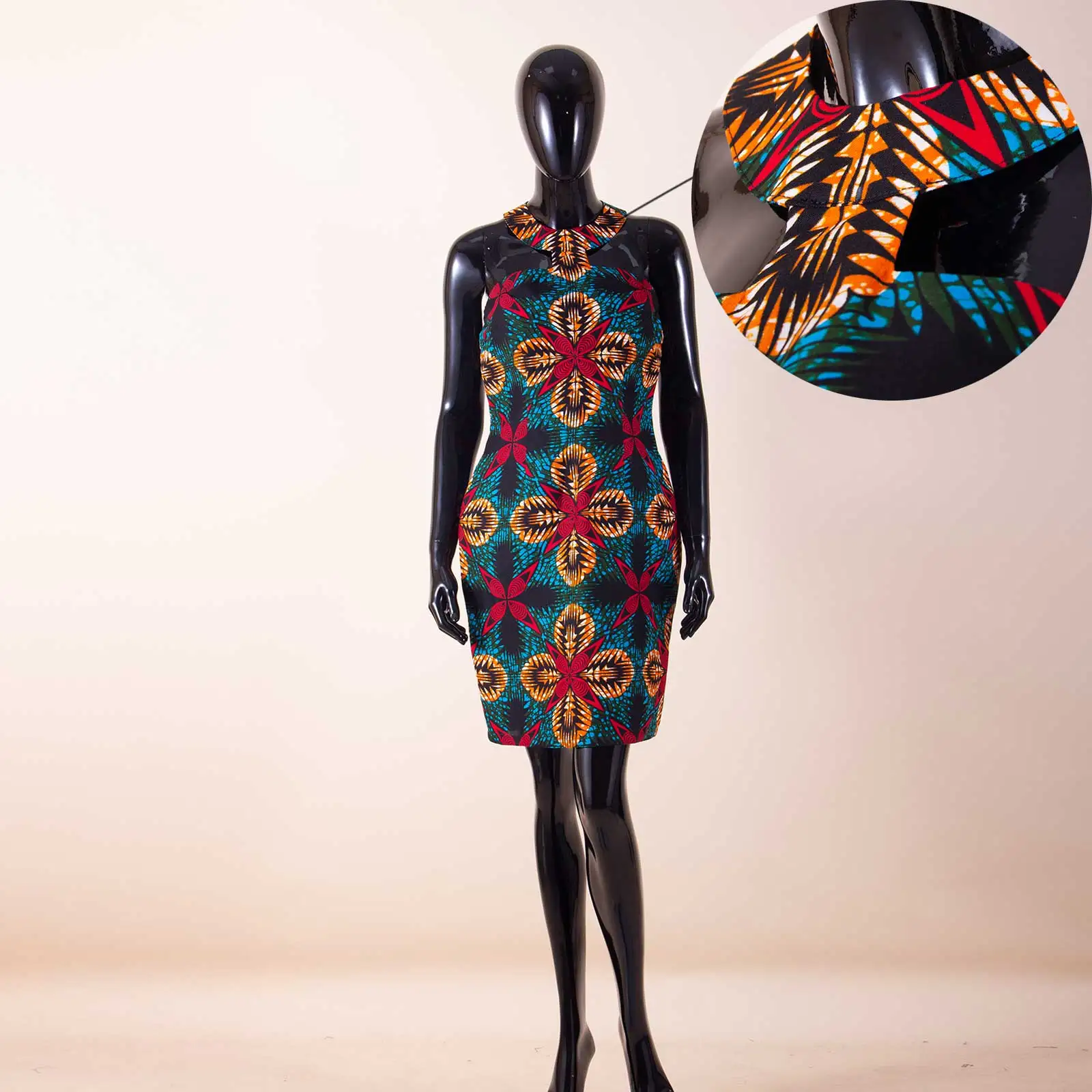 Summer African Dresses for Women Ankara Print Sleeveless Casual Women Sexy Party Dress Bodycon Dress Mini Dress A1825067