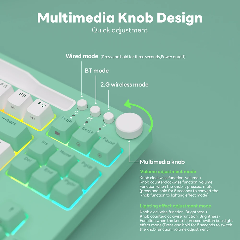 Imagem -03 - Royal Kludge-teclado Mecânico sem Fio Teclado Hot-swappable Rgb Retroiluminado Tri-mode Usb c Bluetooth 2.4g 87 Chaves rk H87