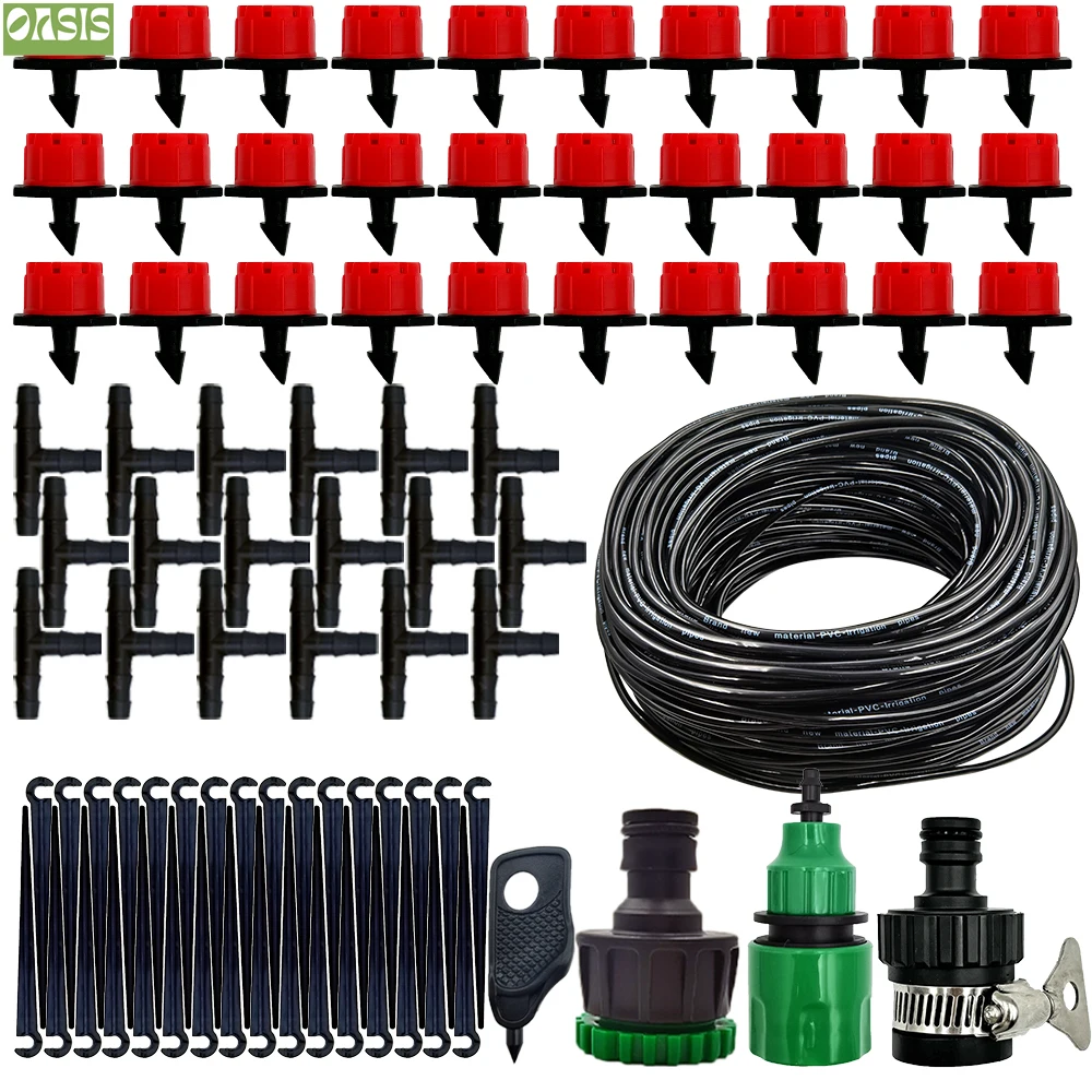 15M-25M Micro Kit di irrigazione a goccia giardino sistema di irrigazione automatico fai da te e gocciolatore regolabile tubo da 4/7 \'\'per serra