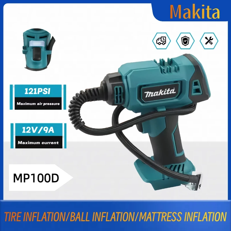 

Беспроводной портативный электрический воздушный насос Makita 12В, перезаряжаемый ручной компрессор для автомобилей, инструмент с батареей 18В