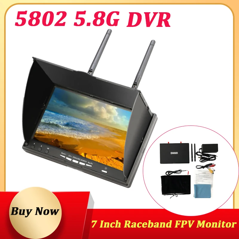 

LCD5802D 5,8G 40CH 7-дюймовый Raceband FPV монитор 800x480 с DVR встроенным аккумулятором видеоэкран для FPV мультикопта