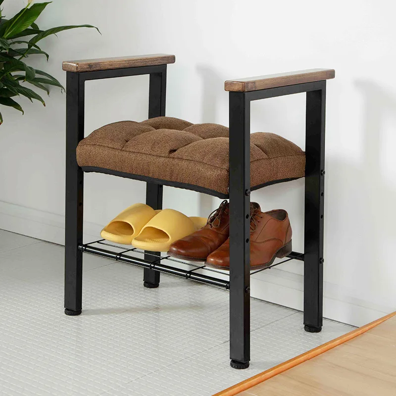 

Simple change stool shoe cabinet home door soft bag cushion wearing shoe stool with shoe rack