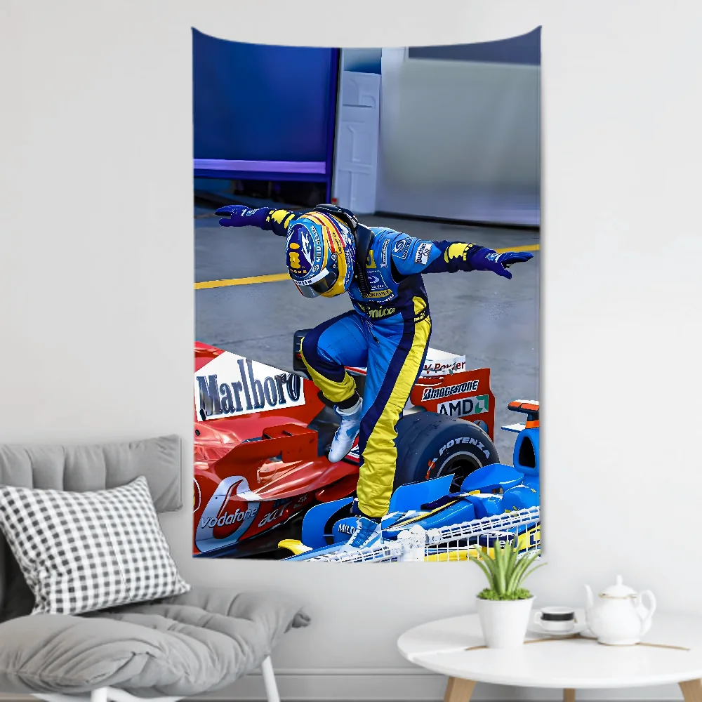 1 قطعة الرياضة التنافسية الكلاسيكية F1 لاعبين فرناندو ألونسو نسيج غرفة ديكور قماش صوفي حفلة معلقة خلفية غرفة الطفل #3