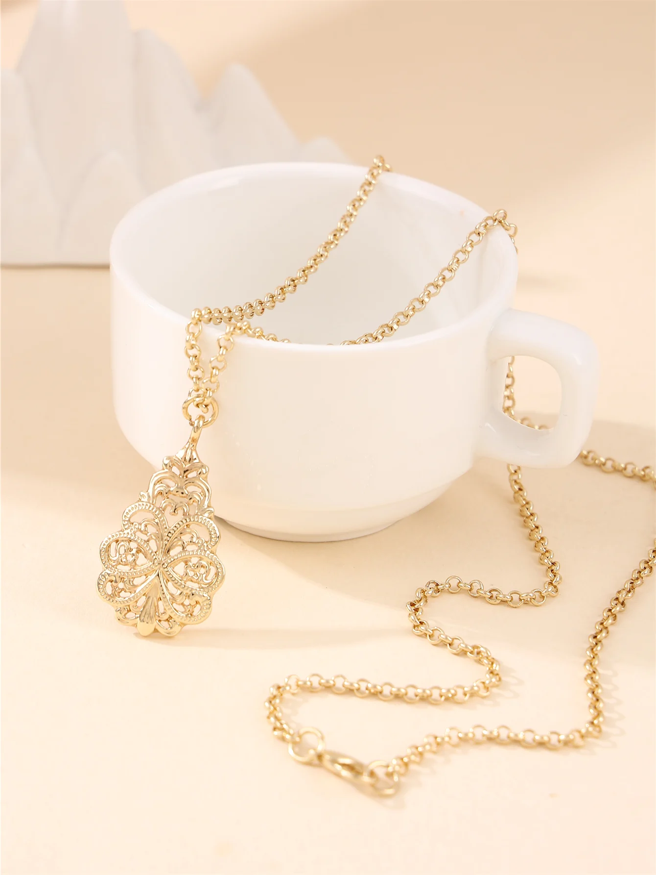 مجموعة مجوهرات على الطراز العتيق لقصر المرأة (قلادة وأقراط مجوفة) هدية مهرجان حفلات الزفاف في الشرق الأوسط #3