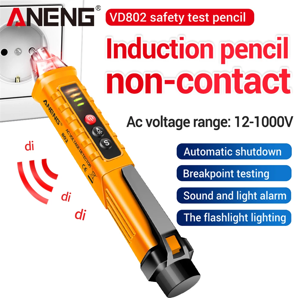 ANENG Voltage Tester Pen 12-1000V AC Voltage Non-Contact Induction Detector VD802 Breakpoint Phase Finder Socket Detector Tools