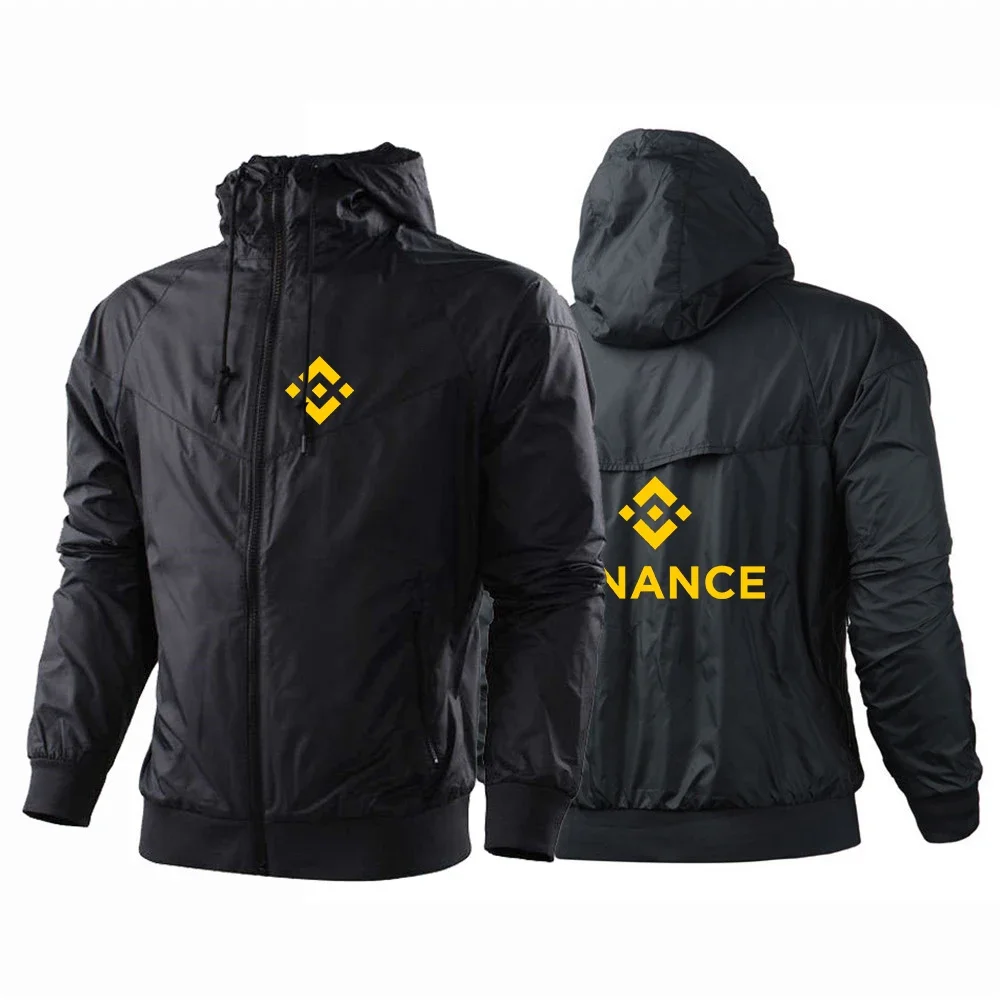 

Binance Crypto 2024 Men's New Fashion Windbreaker Jacket Printing Spring And Autumn Zipper Hooded Outdoor Waterproof Sports Tops