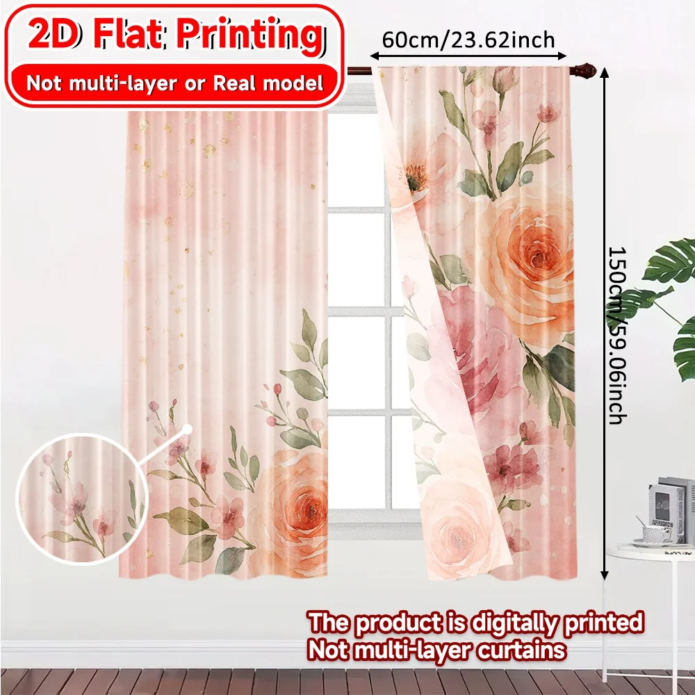 2D Flat Printing,2pcs Artistic Celebration Modern Creative Curtains Polyester Curtains Decorations Inside Use for Translucent,