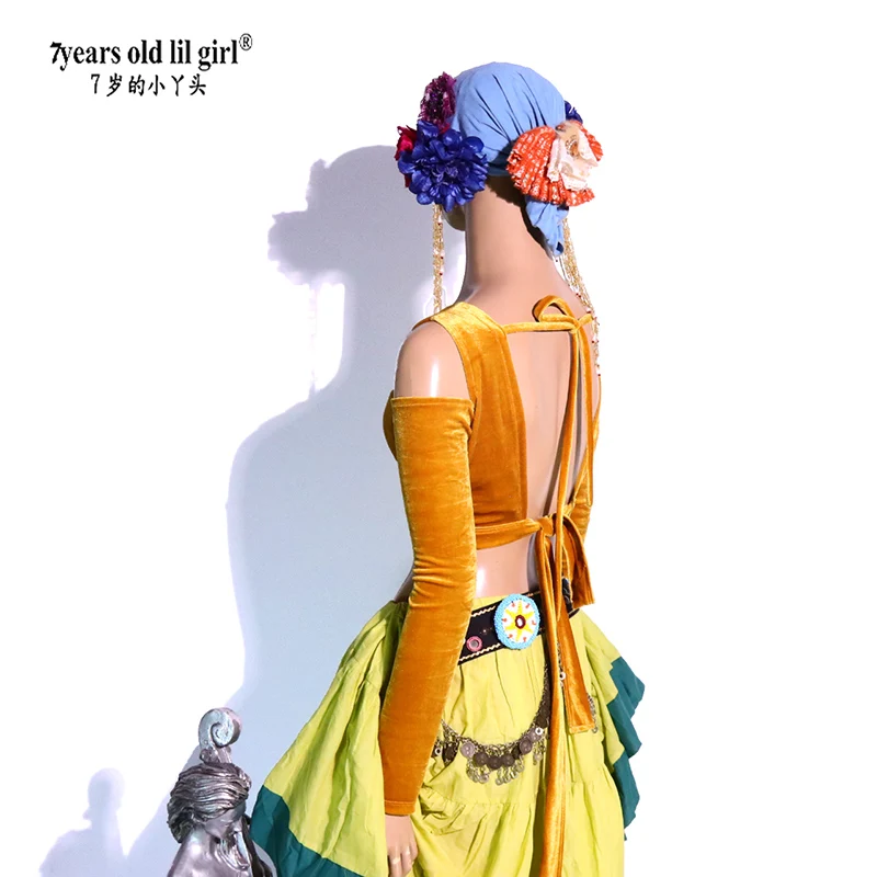 Dança do ventre dança veludo gordura chance tribal choli traje topo de veludo em preço especial