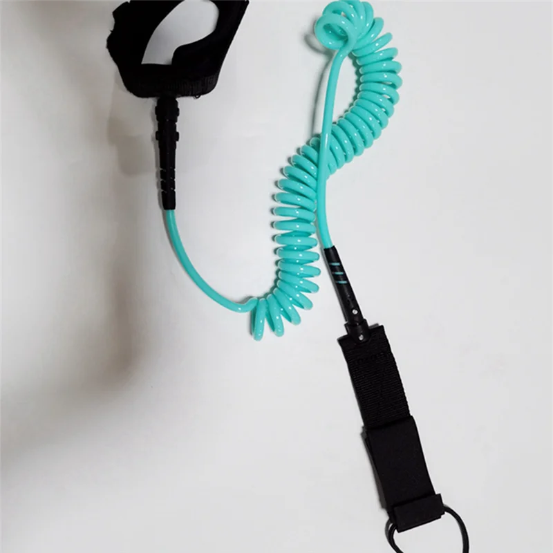 10FT Surf Coiled Leash Surfboard Spring Rope Surfing Foot Rope Surfboard Leash Surfboard Pulp Board Accessories, Green