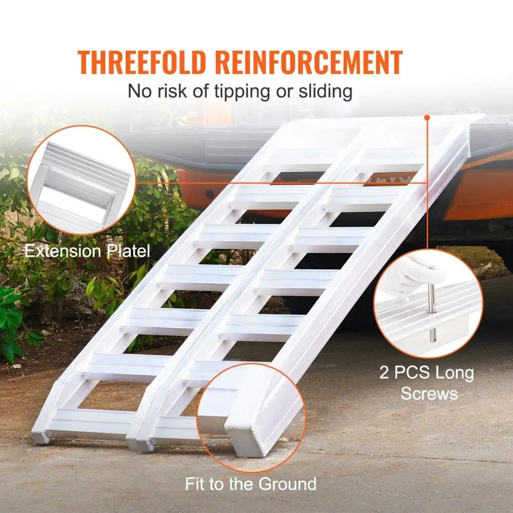 Aluminum Ramps, 8810 lbs, Heavy-duty Ramps with Top Hook Attaching End, Universal Loading Ramp for motorcycle , Tractor,