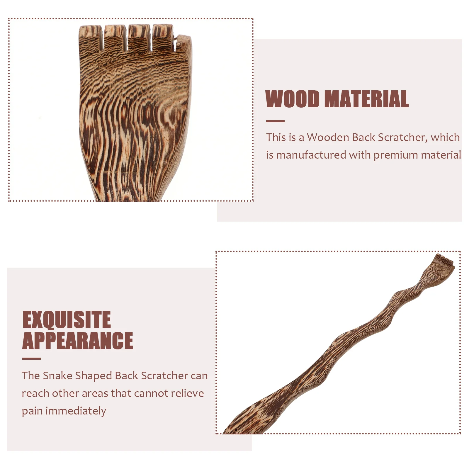 

Snake Shaped Back Scratcher Wood Long Handle Reach Hard to Access Areas Itch Relief Scratch Tool for Home Office