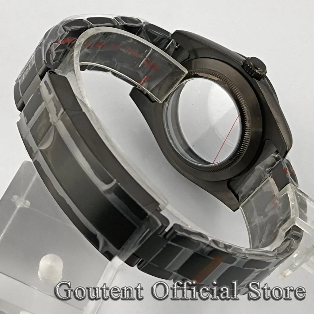 Imagem -06 - Goutent 36 mm 39 mm Caixa de Relógio Pvd Preto com Pulseira Ajuste Eta2836 Miyota 8215 821a Dg2813 3804 Nh35 Nh36 Eta2824 Pt5000 Movimento