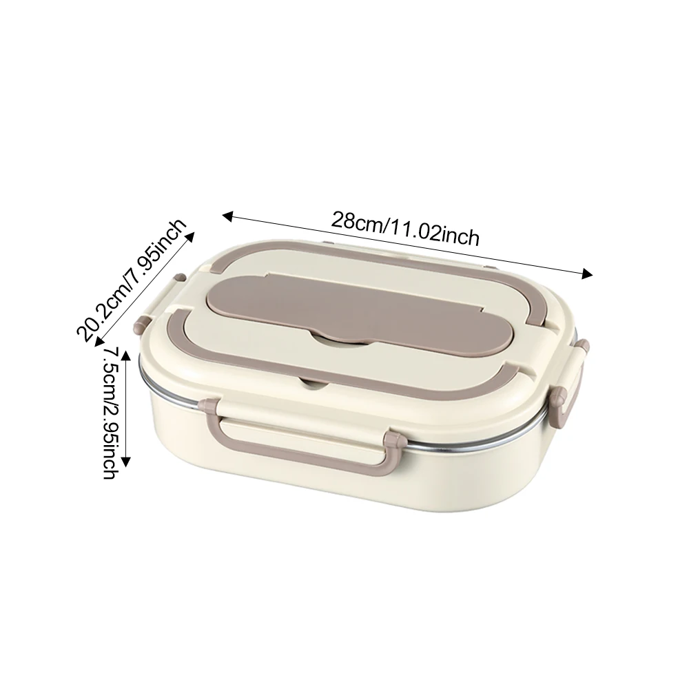 صندوق بينتو من الفولاذ المقاوم للصدأ 304، صندوق طعام بأربعة حجرات مع وعاء حساء، عيدان تناول الطعام وملعقة، مناسب للعاملين في المكاتب #2