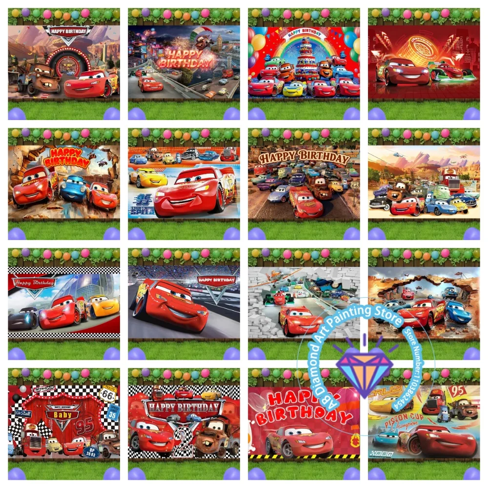 

Cartoon Car Lightning McQueen Racing AB Diamond Drawing Kit Square Round Diamond 5D DIY Mosaic Handmade Art Gift Home Decor