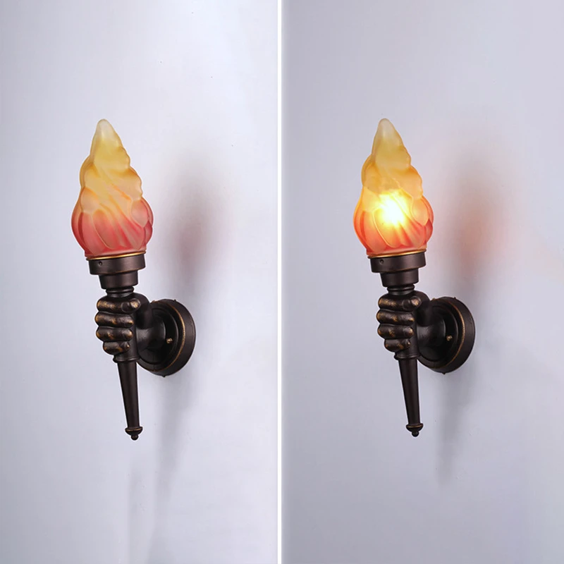 

Industrial Simple Wall Lamps Modern Creative Torch Hand Lamp Vintage Wall Lamp for Bathroom Loft Stair Outdoors Lighting Fixture