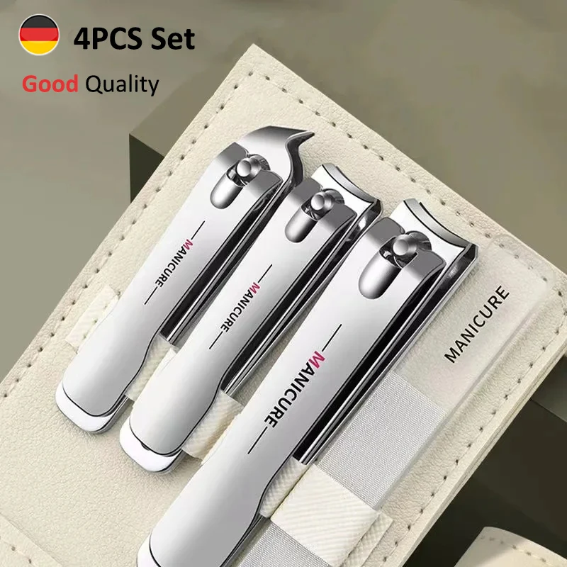 Nowy zestaw obcinacz do paznokci 4 PC z obrotową skórzaną torbą Profesjonalny trymer do pedicure Narzędzia do pielęgnacji Manicure Zestaw do pielęgnacji domu Prezent