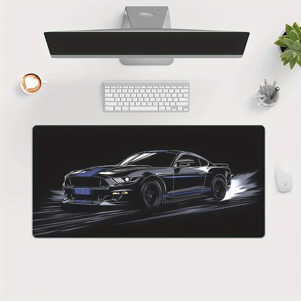 Tappetino per mouse multifunzione XXL, design elegante e fresco con motivi per auto, bordi cuciti, adatto per giochi di ufficio e computer