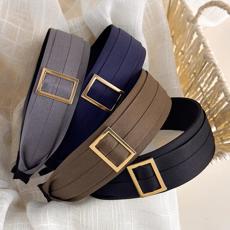 

Korean Hair Hoop Hairbands for Women Luxury Square Buckle Wide Headbands Makeup Wash Face Headdress Fashion Hair Accessories 1pc