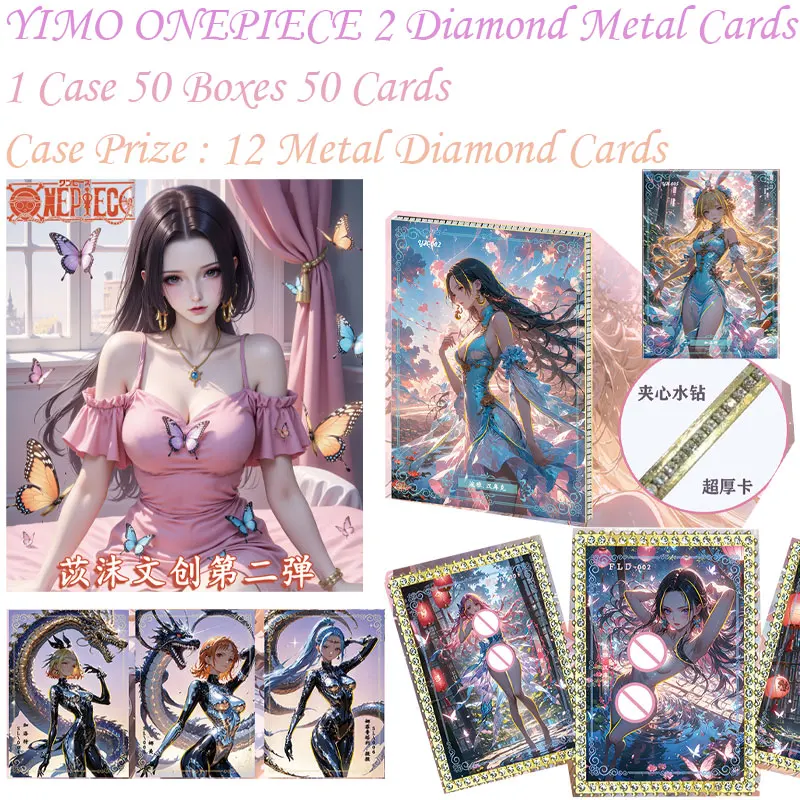 

YIMO ONEPIECE 2 Diamond Metal Cards Anime One Piece Cards Nami Luffy Character Collection Cards Game Child Gift Toy