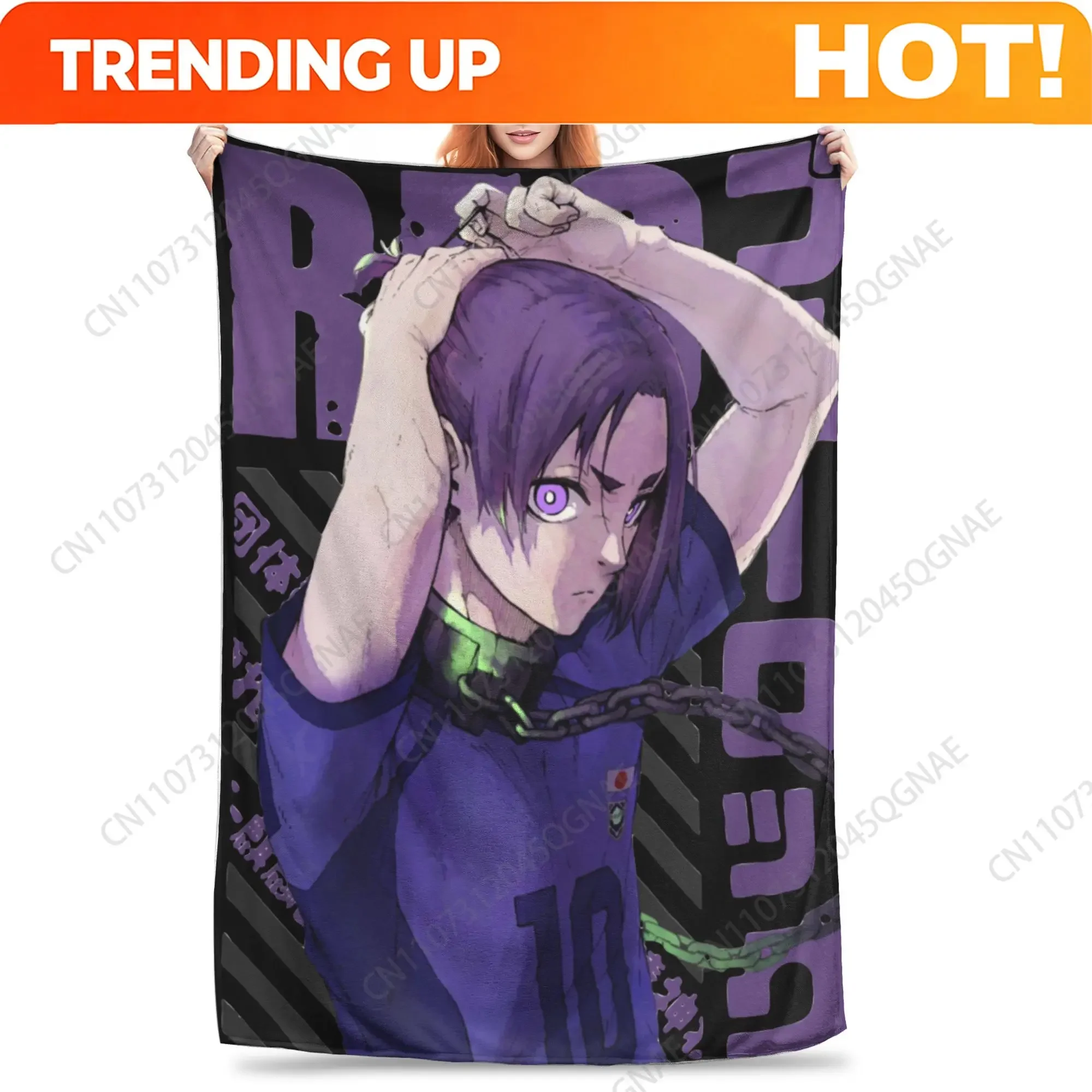 Custom Blue Lock Reo Mikage Flannel Blankets Novelty Throw Blanket For Bed Sofa Couch 125*100cm Bedspreads,