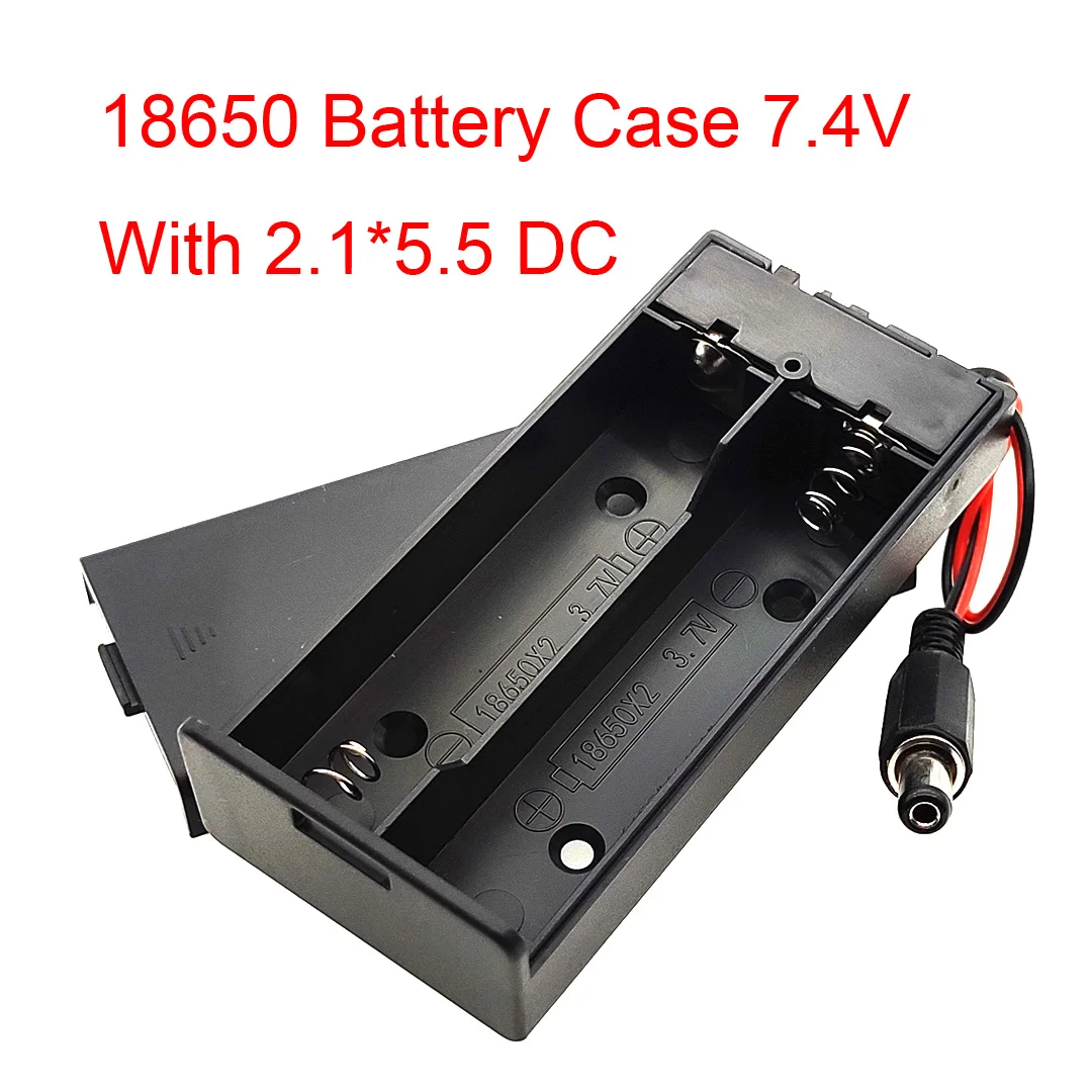 18650 Battery Holder 18650 Battery Case Battery Box With Cover With ON/OFF Switch With DC 2 Slots Series Connection 2* 3.7V