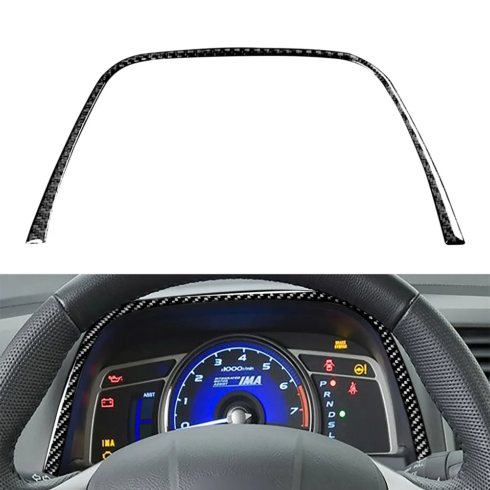 Carbon Fiber Car Dashboard Instrument Strip Trim Decoration Accessories For Honda Civic 8th Gen 2006 2007 2008 2009 2010 2011