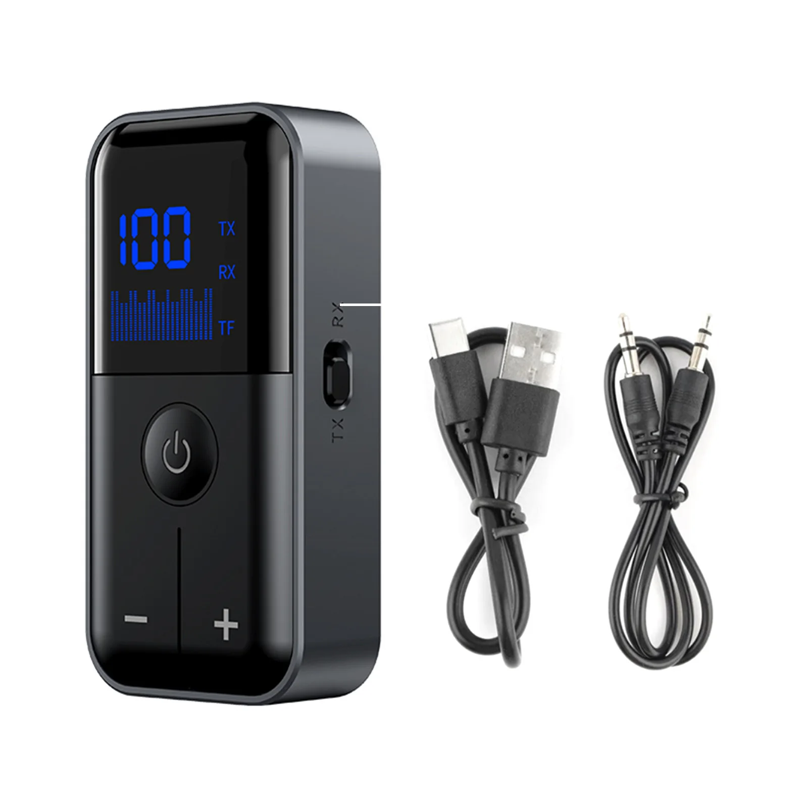 

Bluetooth-передатчик и приемник 3-в-1 (Bluetooth 5.4) с цифровым дисплеем, AUX-адаптер, зарядка Type-C для автомобиля, телевизора, колонок, ПК, беспроводной аудио.