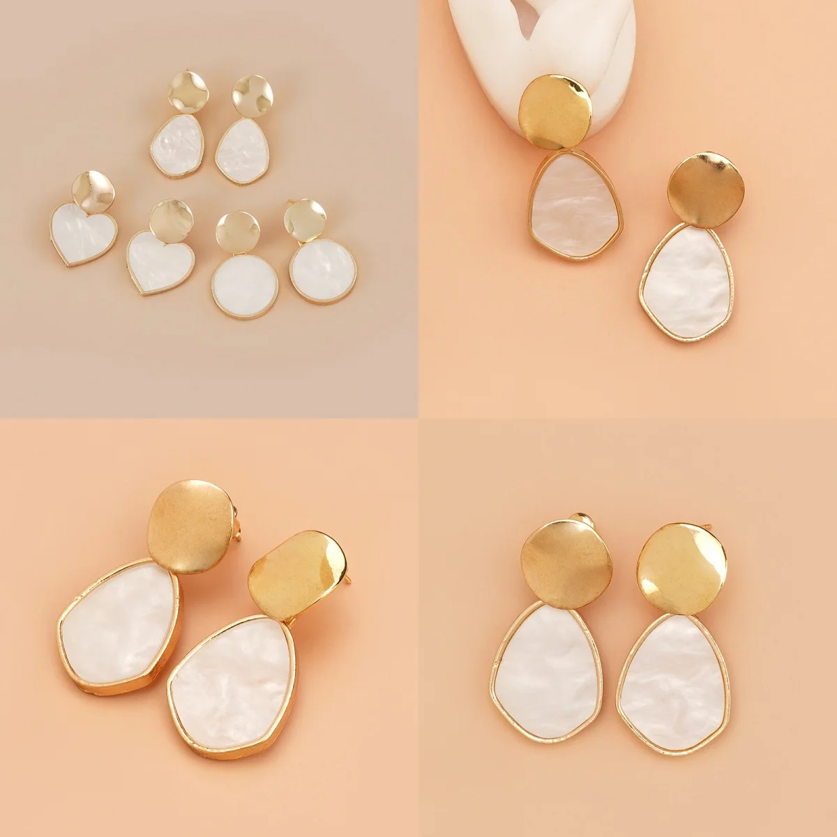 

New Classic Fashion Creative Water drop heart circle Earrings for women Simple alloy glitter Party Wedding Ear Jewelry