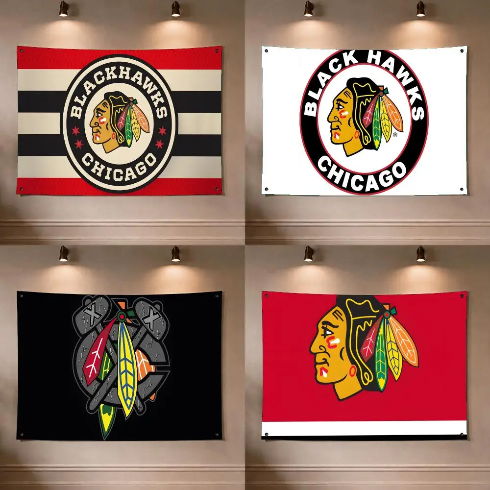 Chicago Blackhawks Hockey Sports Flags Flag Soft skin-friendly Durable Tapestry Outdoor  Flaga  party Home bedroom Decoration
