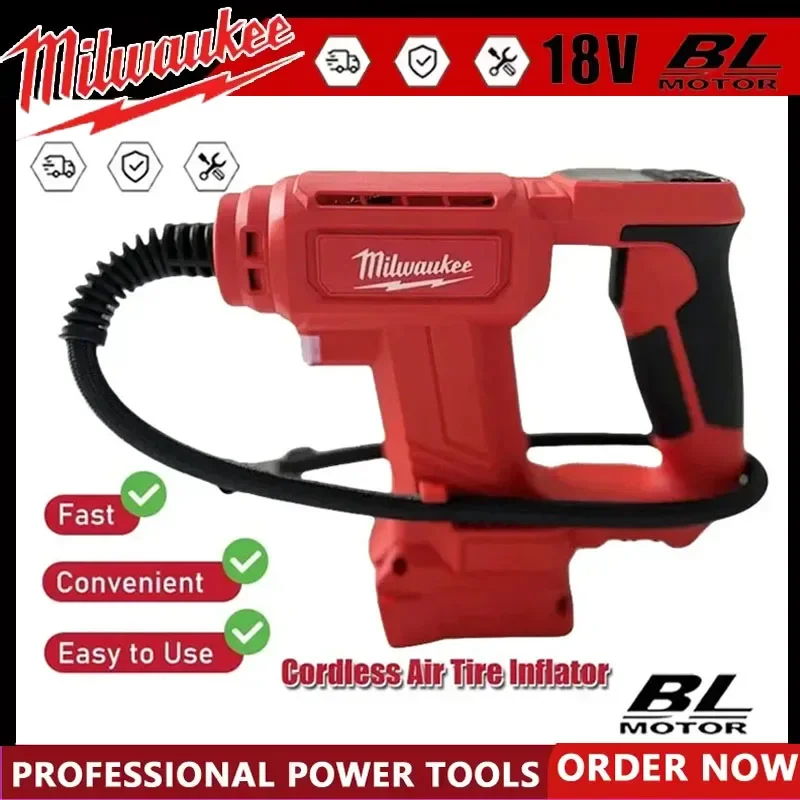 

Milwaukee Cordless Tire Inflator Air Compressor 150PSI Electric Air Pump with Digital Pressure Gauge Power Tools for 18V Battery