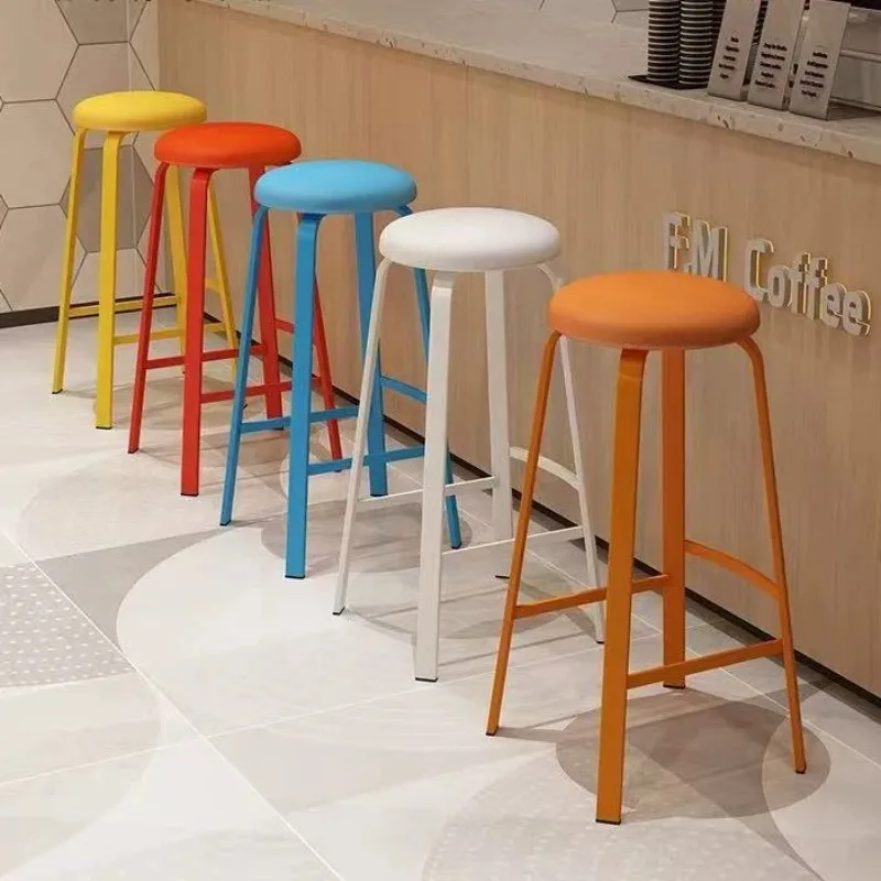 Bar modern simple round stool high chair, indoor stackable household stool